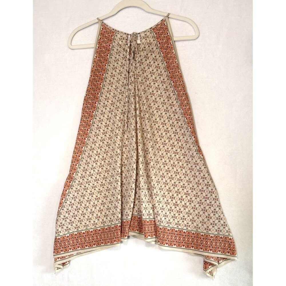 Max Studio Patterned Trapeze Dress MED Halter Neck Boho Chic Retro 70s Inspired - Picture 10 of 12